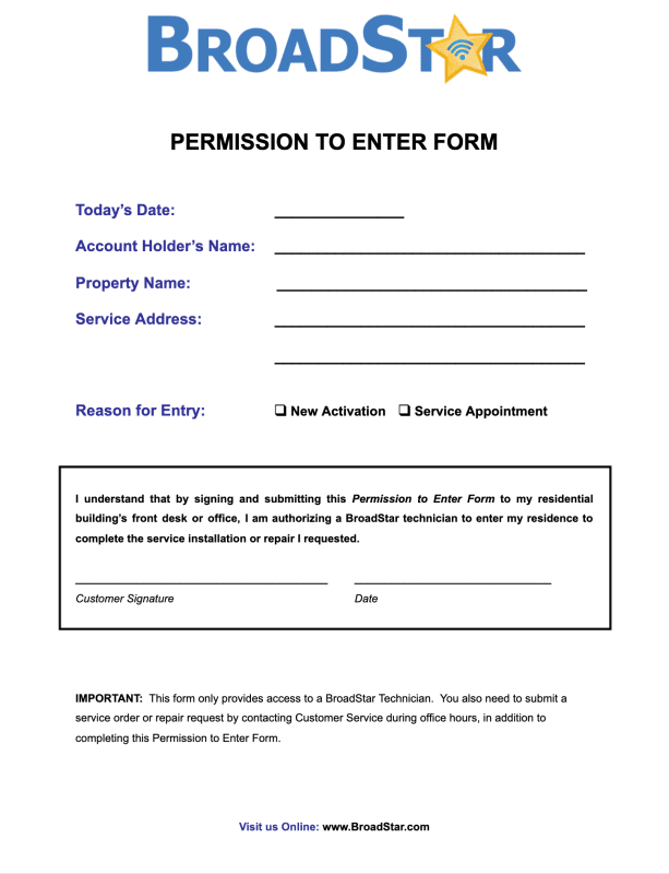 BroadStar PTE Form 2021 BroadStar PTE Form 2021